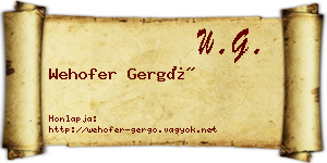 Wehofer Gergő névjegykártya